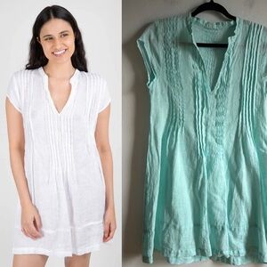 CP Shades Sz XS Regina Cap Sleeve Baby Blue Linen Mini Dress